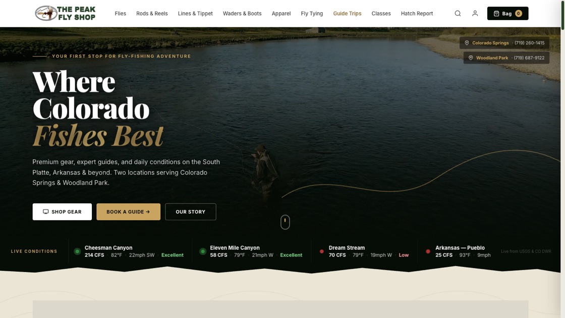 The Peak Fly Shop website