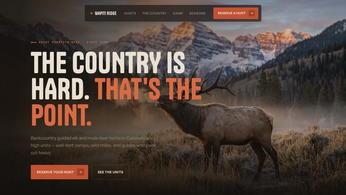 Wapiti Ridge Outfitters website